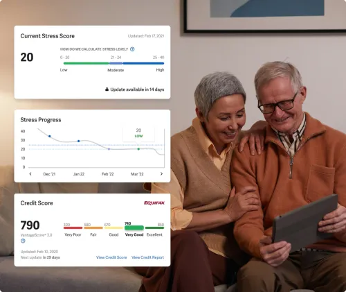 Couple checking their financial stress score with Enrich